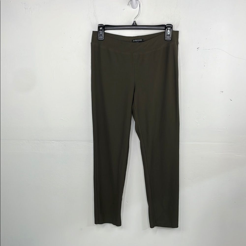 Eileen Fisher Green Pull On Slim Fit Pants size Small Petite